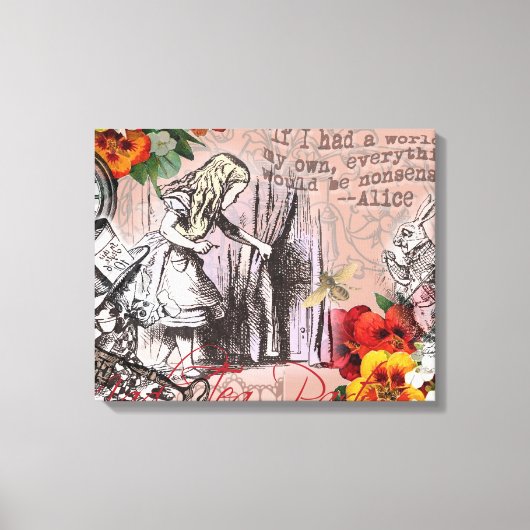 Alice in Wonderland Hatter en Rabbit Canvas Afdruk (Voorkant)