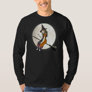 Alice in Wonderland heks die op Broom Hoolwee vlie T-shirt