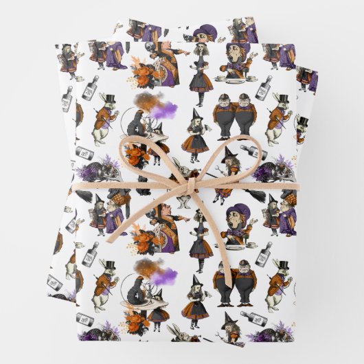 Alice in Wonderland Heksen Konijnen Mad Hatter Inpakpapier Vel (In situ)