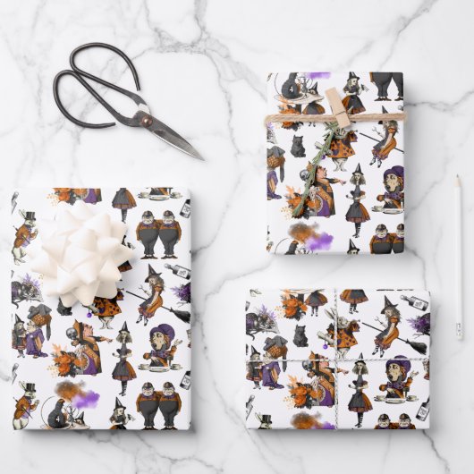 Alice in Wonderland Heksen Konijnen Mad Hatter Inpakpapier Vel (Voorkant)