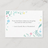 Alice in Wonderland, het baby shower Advieskaart (Achterkant)