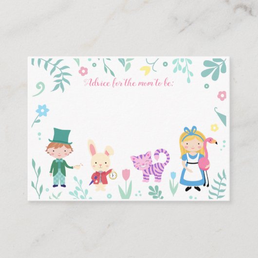 Alice in Wonderland, het baby shower Advieskaart (Voorkant)