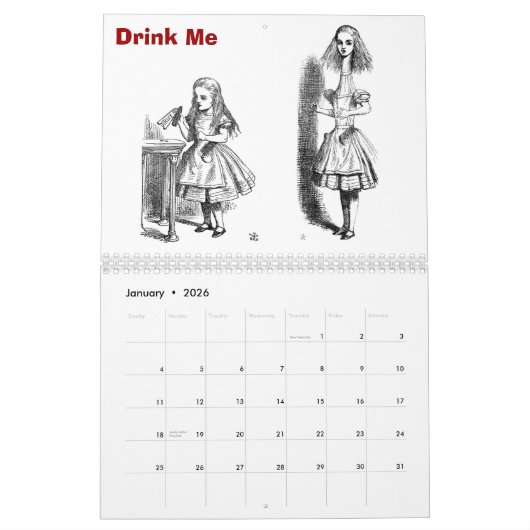 Alice in Wonderland, het Jaar in Afbeeldingen Kalender (Jan 2026)