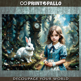 Alice in Wonderland, Het Witte Konijn - Decoupage  Inpakpapier Vel