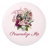 Alice in Wonderland Het witte konijn gepersonalise Keramische Knop (Voorkant)