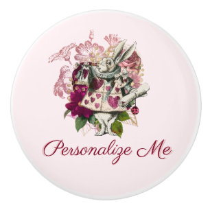Alice in Wonderland Het witte konijn gepersonalise Keramische Knop