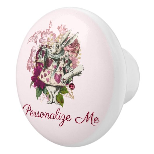 Alice in Wonderland Het witte konijn gepersonalise Keramische Knop (Rechts)