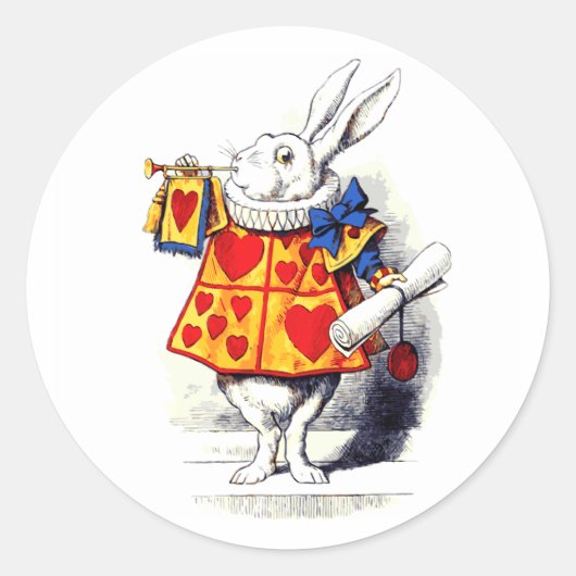 Alice in Wonderland Het witte konijn van Tenniel Ronde Sticker (Voorkant)