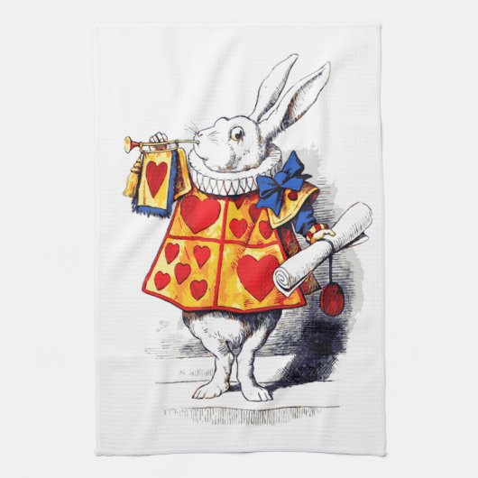 Alice in Wonderland Het witte konijn van Tenniel Theedoek (Verticaal)
