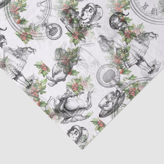 Alice in Wonderland Holly-kersttijdpapier Tissuepapier (Detail)
