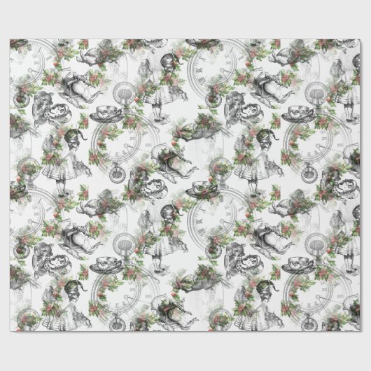 Alice in Wonderland Holly Stripe Wrapping Paper Cadeaupapier (Vlak)