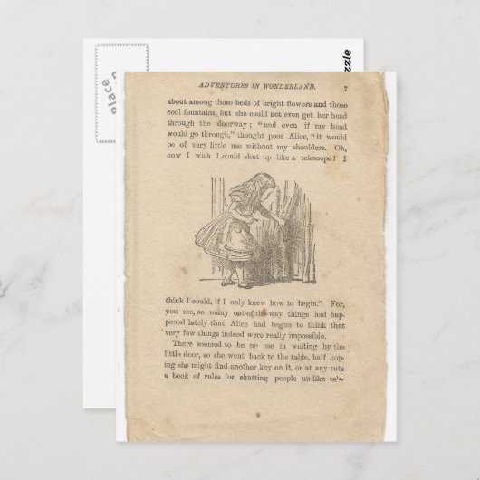 Alice in Wonderland, hoofdstuk 1, onderaan het kon Briefkaart (Voorkant / Achterkant)