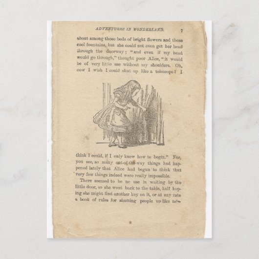Alice in Wonderland, hoofdstuk 1, onderaan het kon Briefkaart (Voorkant)
