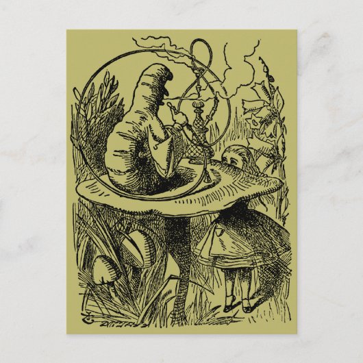 Alice in Wonderland Hookah Caterpijler Briefkaart (Voorkant)