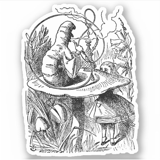 Alice in Wonderland Hookah Caterpijler Sticker (Voorkant)