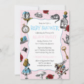 Alice in Wonderland Houndstooth Baby shower Kaart (Voorkant)