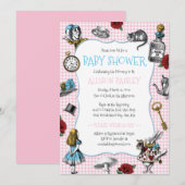 Alice in Wonderland Houndstooth Baby shower Kaart (Voorkant / Achterkant)