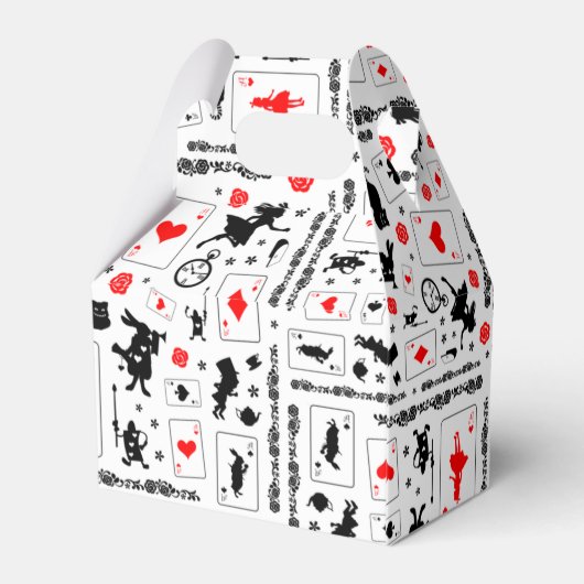 Alice in Wonderland in Black White Red Favor Box Bedankdoosjes (Achterkant)