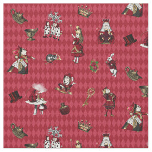 Alice in Wonderland in Crimson/Gold op Harlequin Stof