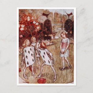  Alice in Wonderland in de tuin Briefkaart