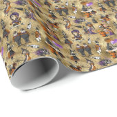 Alice in Wonderland in Halloween Theme Cobweb Gold Cadeaupapier (Rol Hoek)