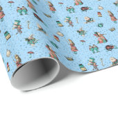 Alice in Wonderland in koraal/turquoise en glitter Cadeaupapier (Rol Hoek)