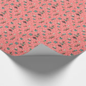 Alice in Wonderland in koraal/turquoise op floraal Cadeaupapier (Hoek)