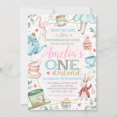 Alice in Wonderland Invitation, Onederland Invite Kaart (Voorkant)