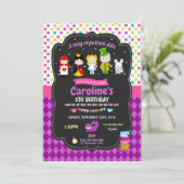 Alice in Wonderland Invitations Girls Birthday Kaart (Staand voorkant)