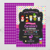 Alice in Wonderland Invitations Girls Birthday Kaart (Voorkant / Achterkant)
