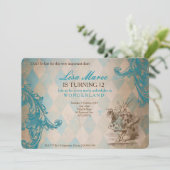 Alice in Wonderland - Invite Kaart (Staand voorkant)