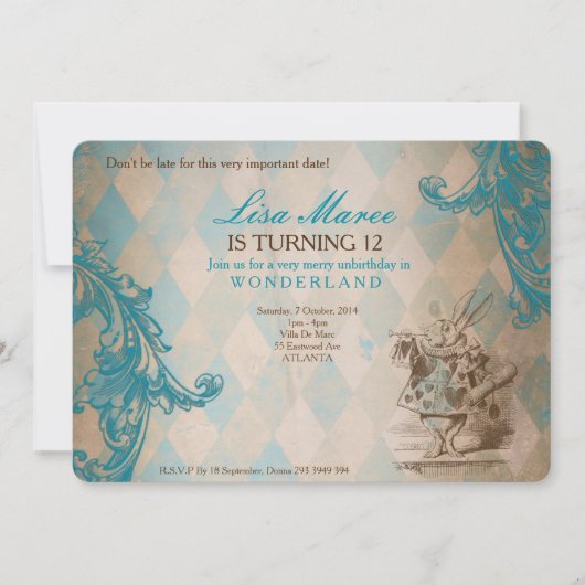 Alice in Wonderland - Invite Kaart (Voorkant)