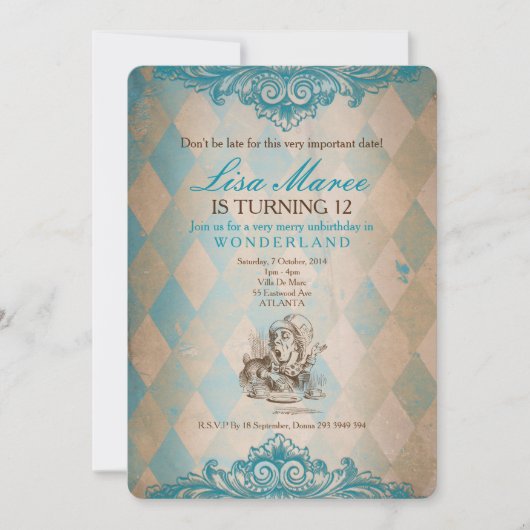 Alice in Wonderland - Invite Kaart (Voorkant)