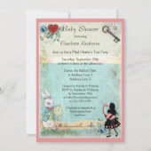 Alice in Wonderland is niet te laat Baby shower ro Kaart (Achterkant)