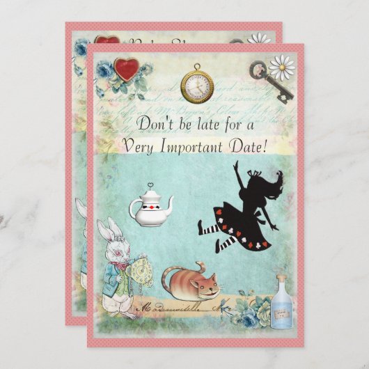 Alice in Wonderland is niet te laat Baby shower ro Kaart (Voorkant / Achterkant)