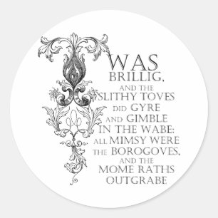 Alice In Wonderland Jabberwocky Gedicht Ronde Stic Ronde Sticker