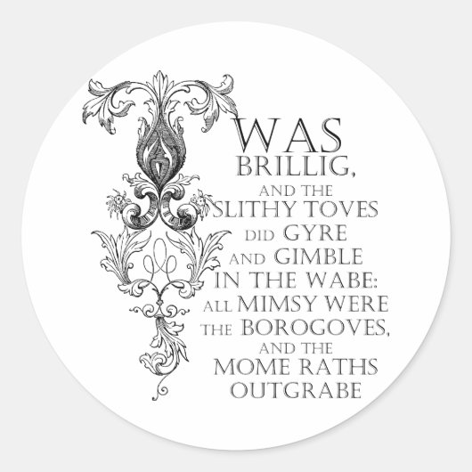 Alice In Wonderland Jabberwocky Gedicht Ronde Stic Ronde Sticker (Voorkant)