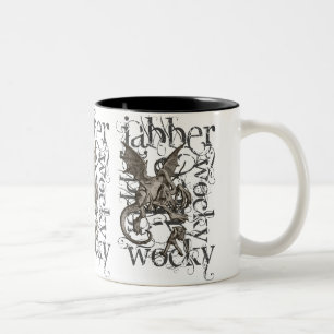 Alice in Wonderland Jabberwocky Grunge (eenmalig) Tweekleurige Koffiemok