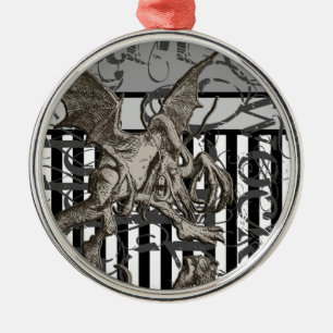 Alice in Wonderland Jabberwocky Grunge Metalen Ornament