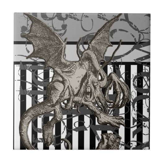 Alice in Wonderland Jabberwocky Grunge Tegeltje (Voorkant)