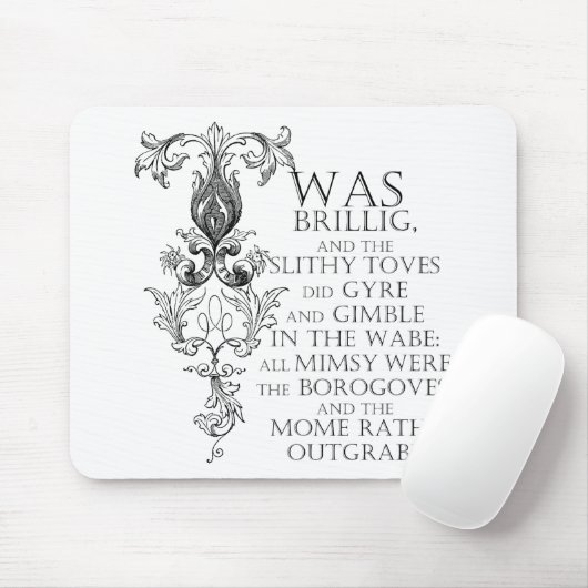 Alice in Wonderland Jabberwocky Poem Mousepad Muismat (Met muis)