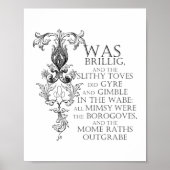 Alice in Wonderland Jabberwocky Poem Poster Sign (Voorkant)