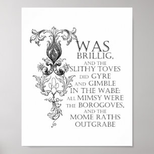 Alice in Wonderland Jabberwocky Poem Poster Sign