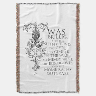 Alice in Wonderland Jabberwocky Poem Throw Blanket Deken