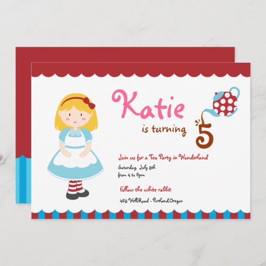 ALICE in Wonderland Kaart (Voorkant / Achterkant)