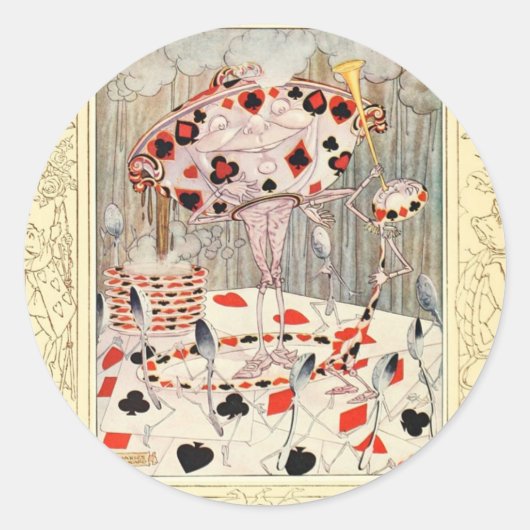 Alice in Wonderland Kaart Battle Ronde Sticker (Voorkant)