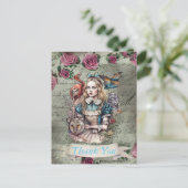 Alice in Wonderland kaart met plat ontwerp om dank (Staand voorkant)