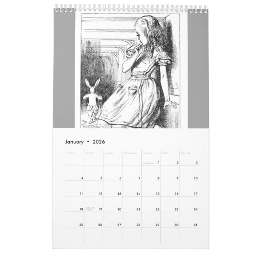 Alice in Wonderland,  Kalender (Jan 2026)