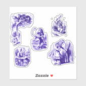 Alice in Wonderland Karakters in Paarse Stickers (Vel)