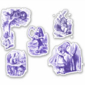 Alice in Wonderland Karakters in Paarse Stickers (Voorkant)
